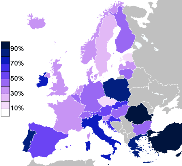 Eurobarometer 2005 Belief in God